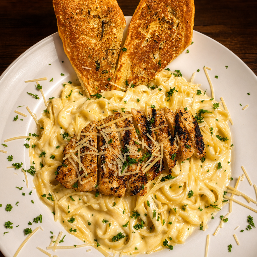 Chicken Fettuccine Alfredo.