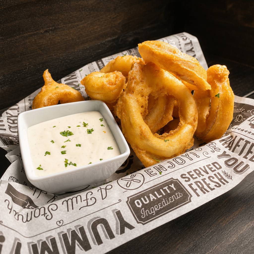 Beer Battered Onion Rings.