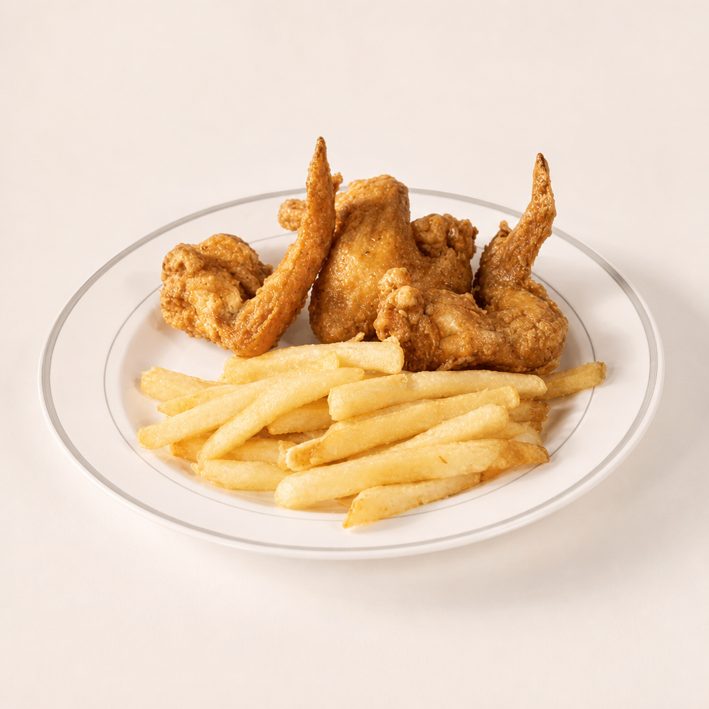 3 Whole Wings & Fries.