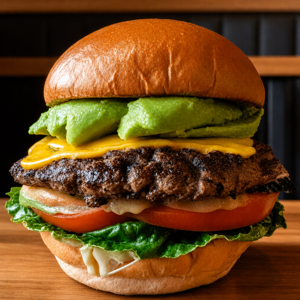 Avocado Burger, Fries & Drink.