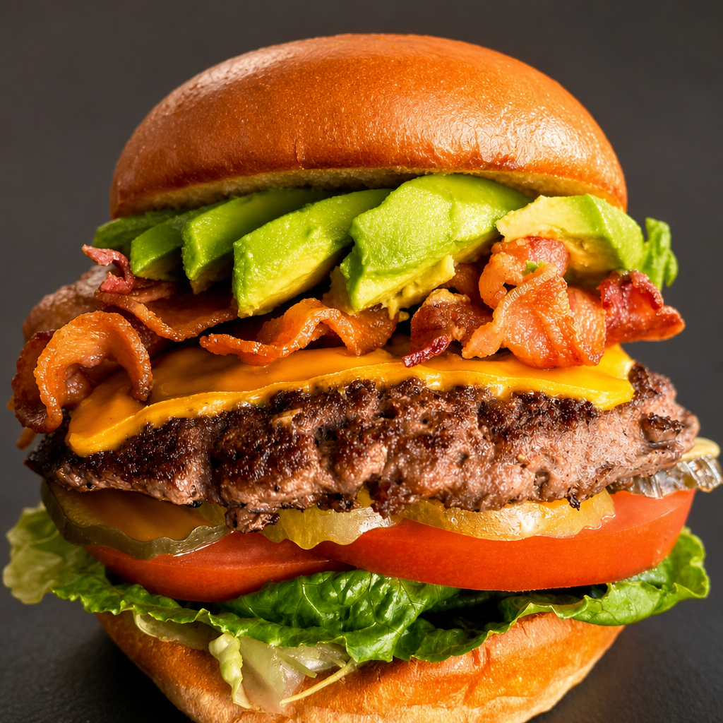 Bacon Avocado Burger & Fries.