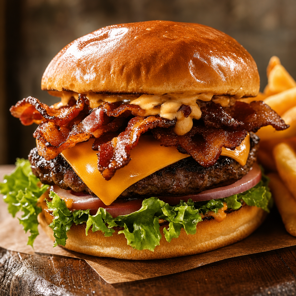 Bacon Burger, Fries & Drink.