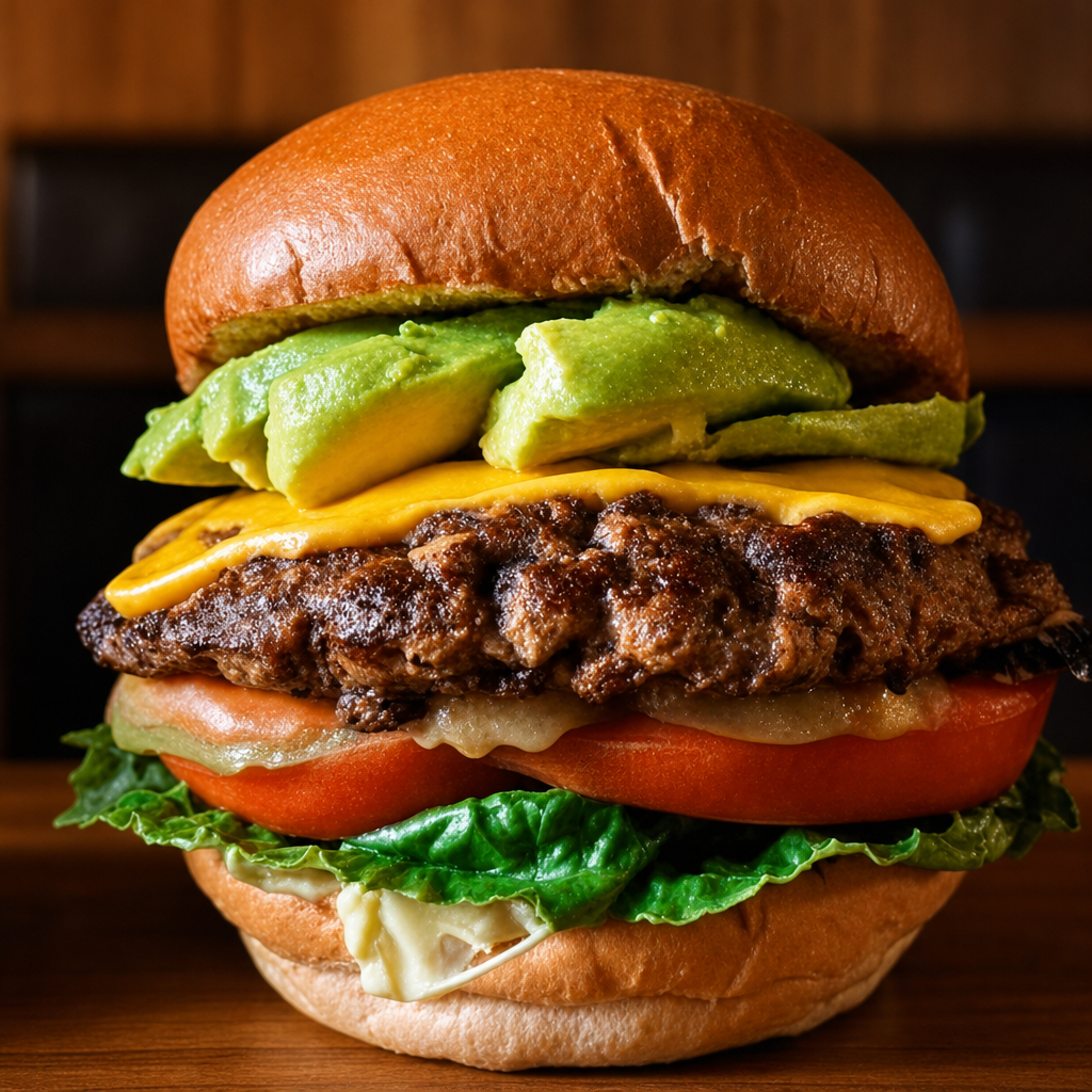 Avocado Burger & Fries.