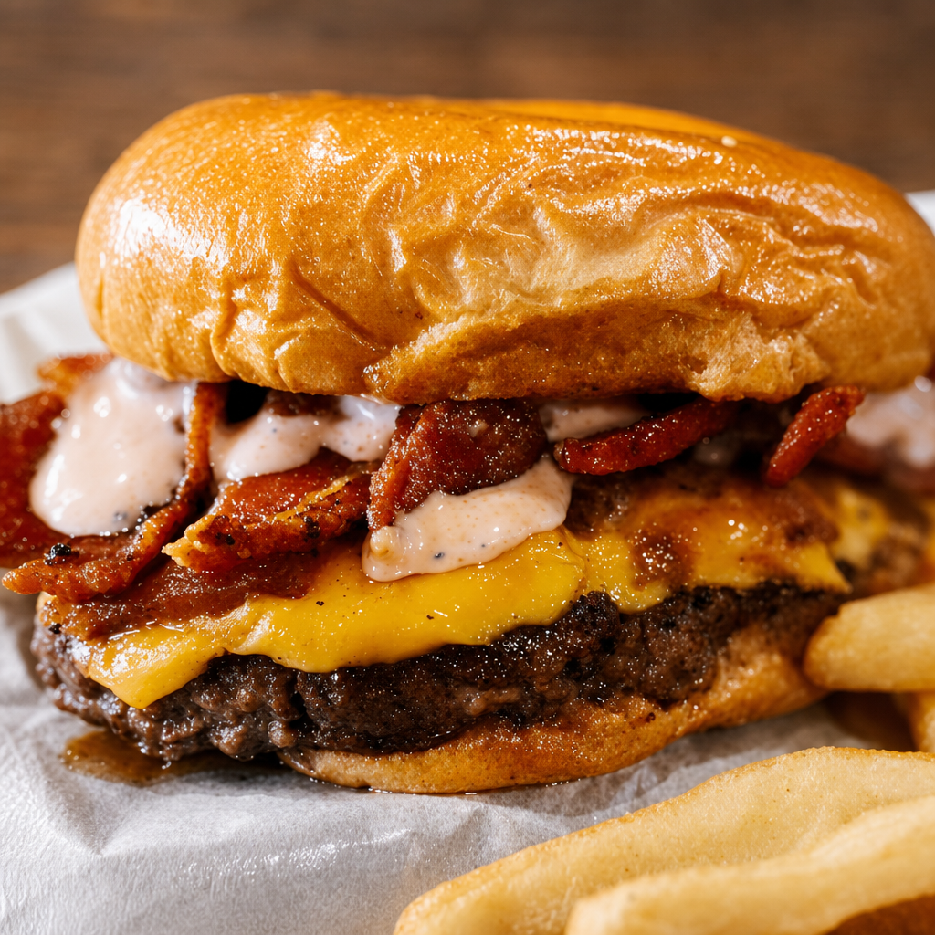 Smash Bacon Burger, Fries & Drink