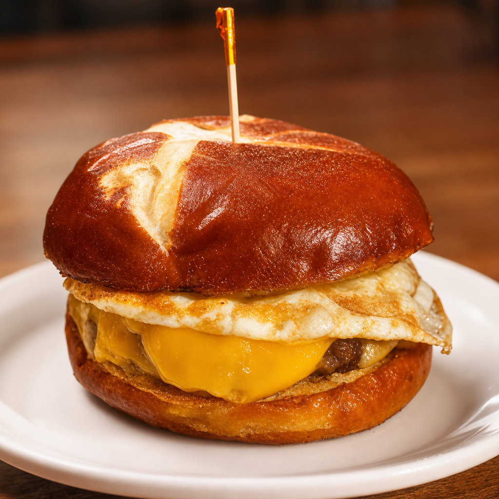 1. Burger & Egg Sandwich.
