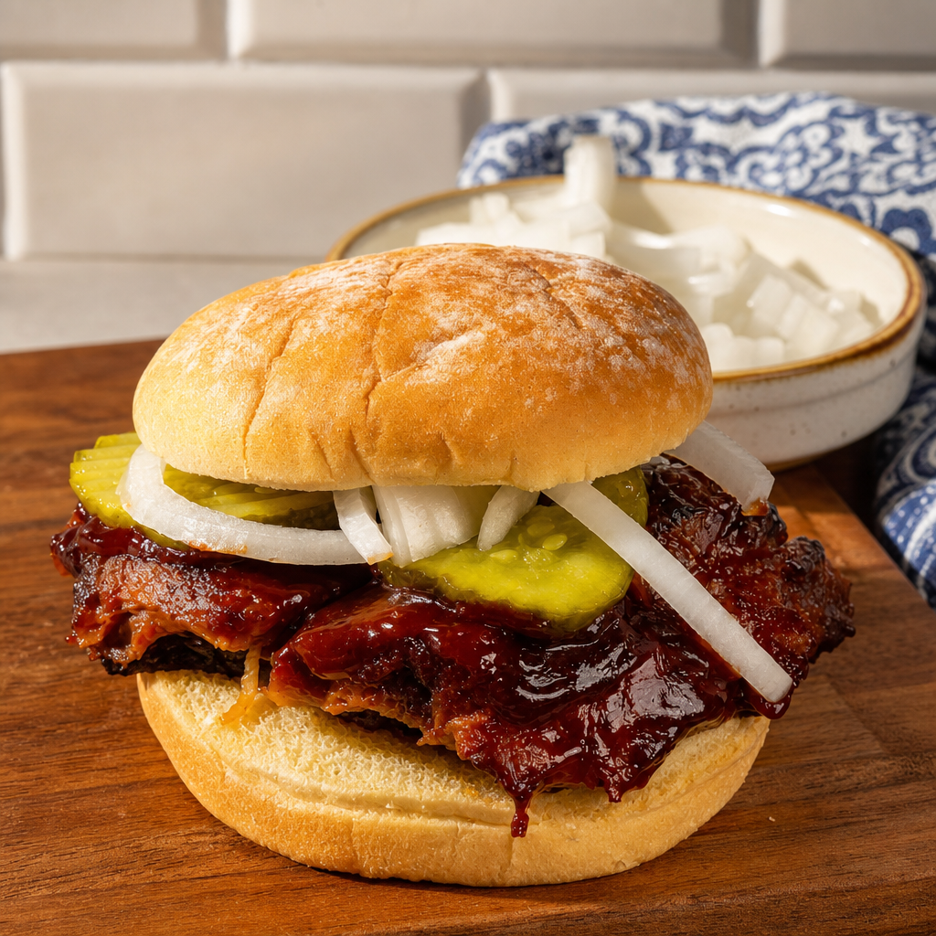 Boneless BBQ Ribs Sandwich.