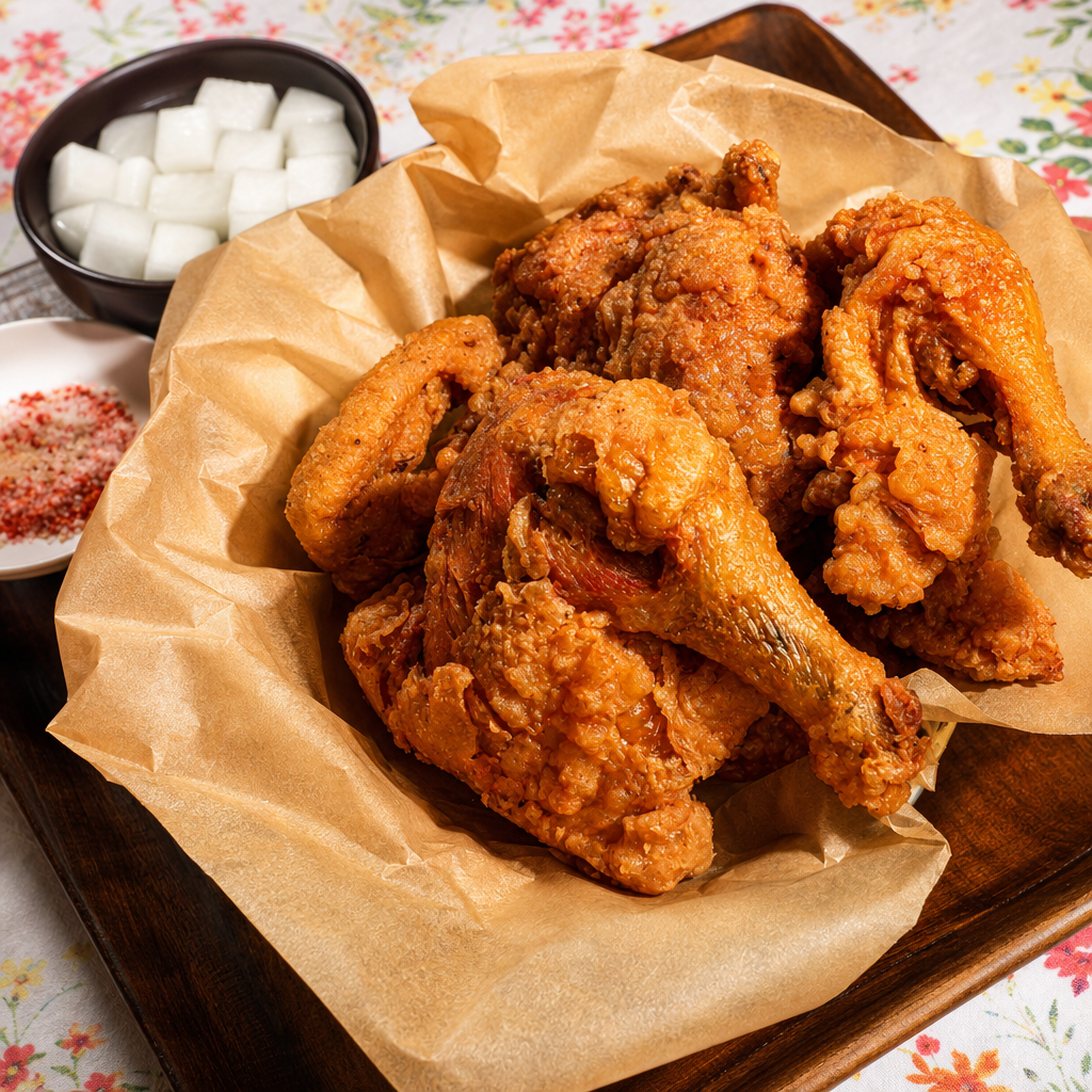 1 Fried Whole Chicken in Flavorful herbs & spices.