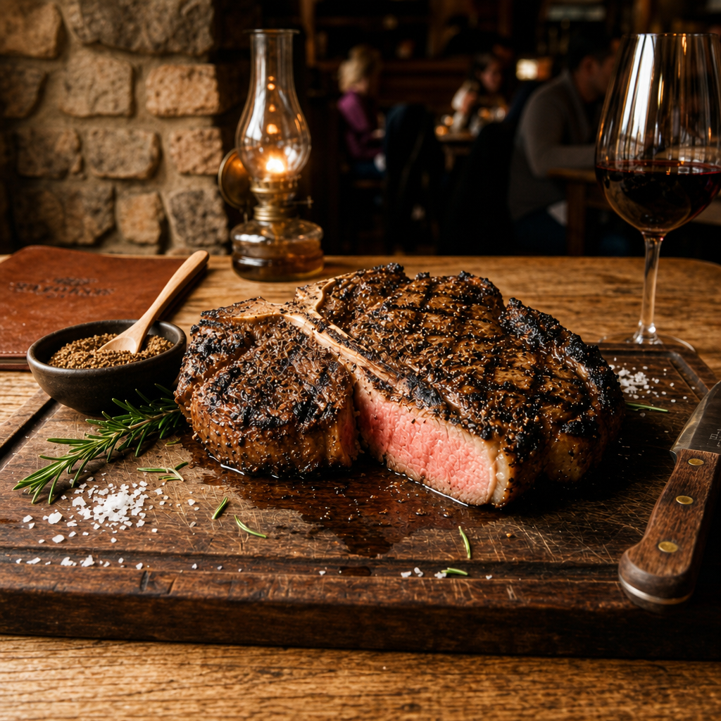 Porterhouse/ t-bone Steak in Cowboy Espresso Steak Rub.