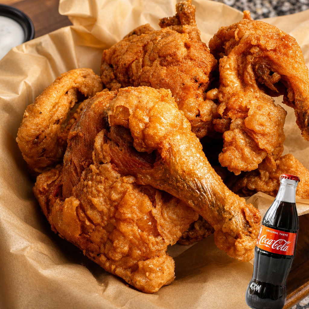 Combo: Fried Whole Chicken with Soda.