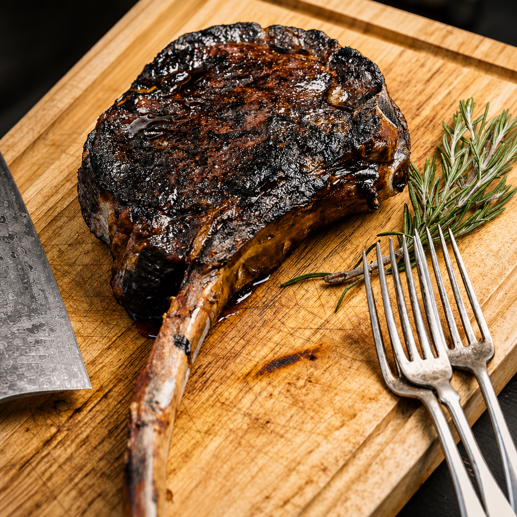 Tomahawk Steak in Tomahawk Rub.