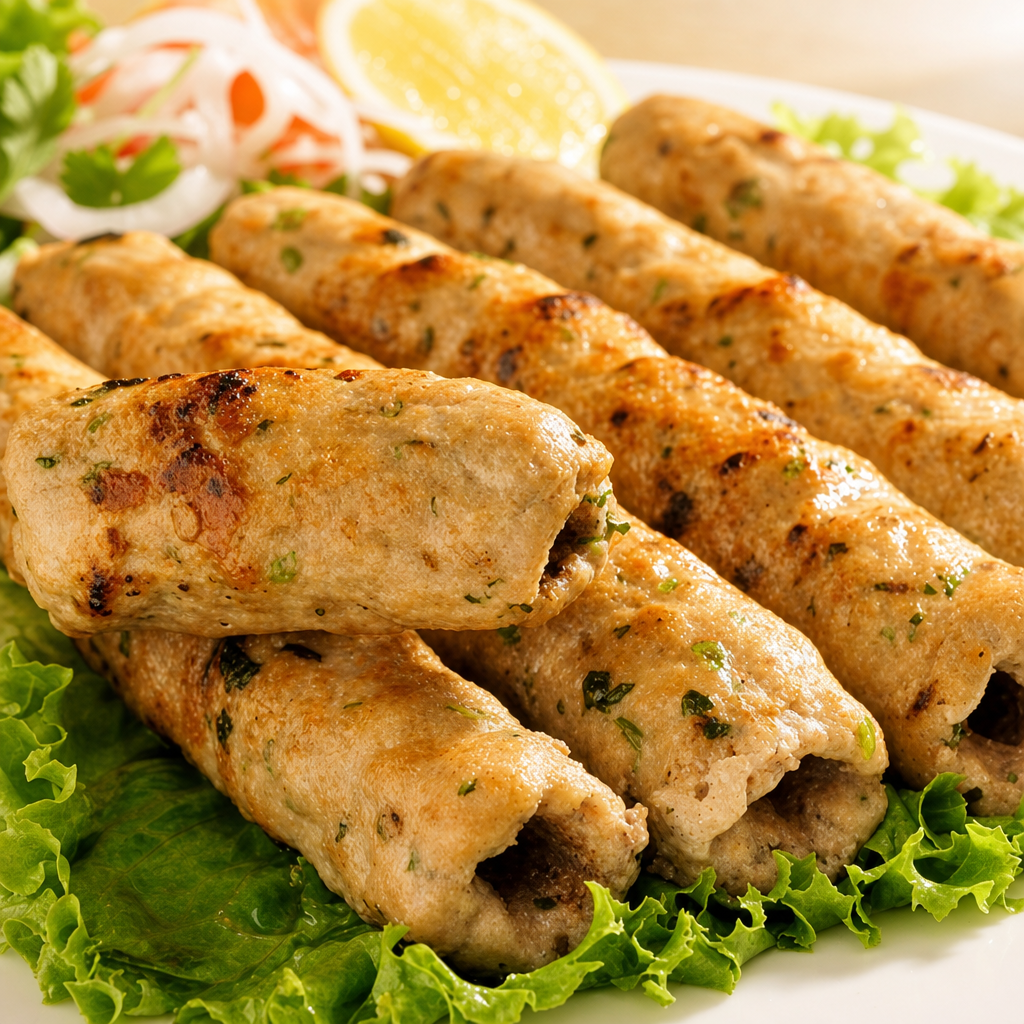 Chicken Malai Kebab (2 Skewers).