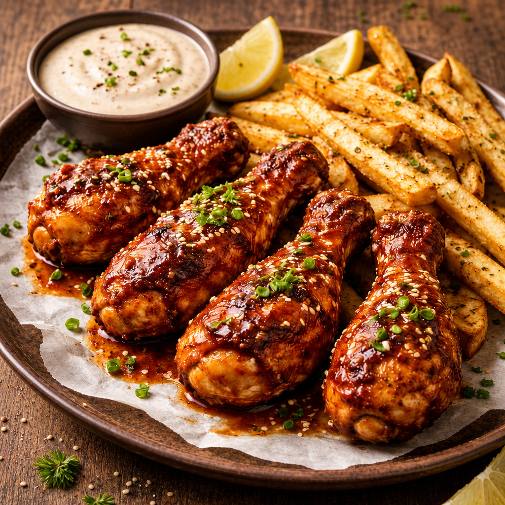 Combo: Sriracha Chicken Buffalo Wings (4 pcs) with Fries.