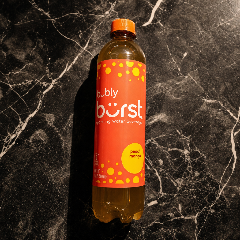 Bubly Burst Peach Mango 16.9 Oz Bottle.