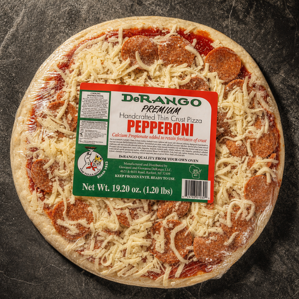 Derango’s All Famous Pizza “Pepperoni”.