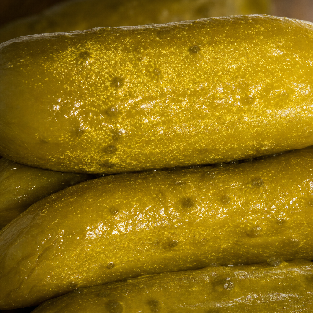 Big, large dill pickle.