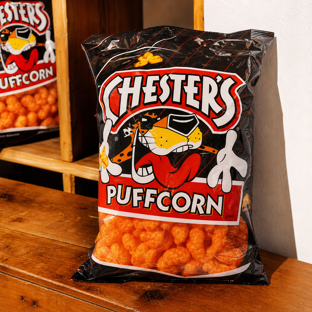 Chester's Puffcorn Flamin' Hot.