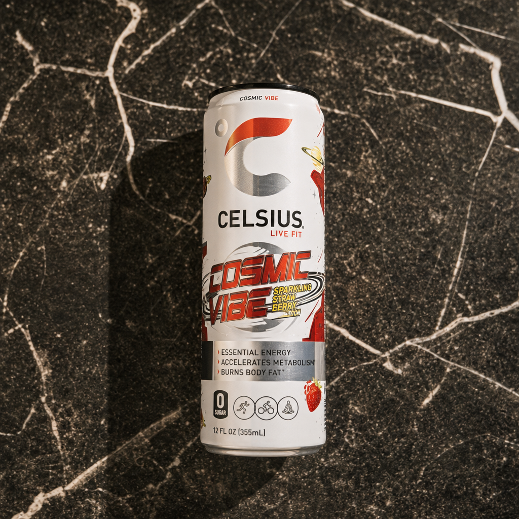 Celsius Cosmic Vibe Sparkling Fruit Punch.