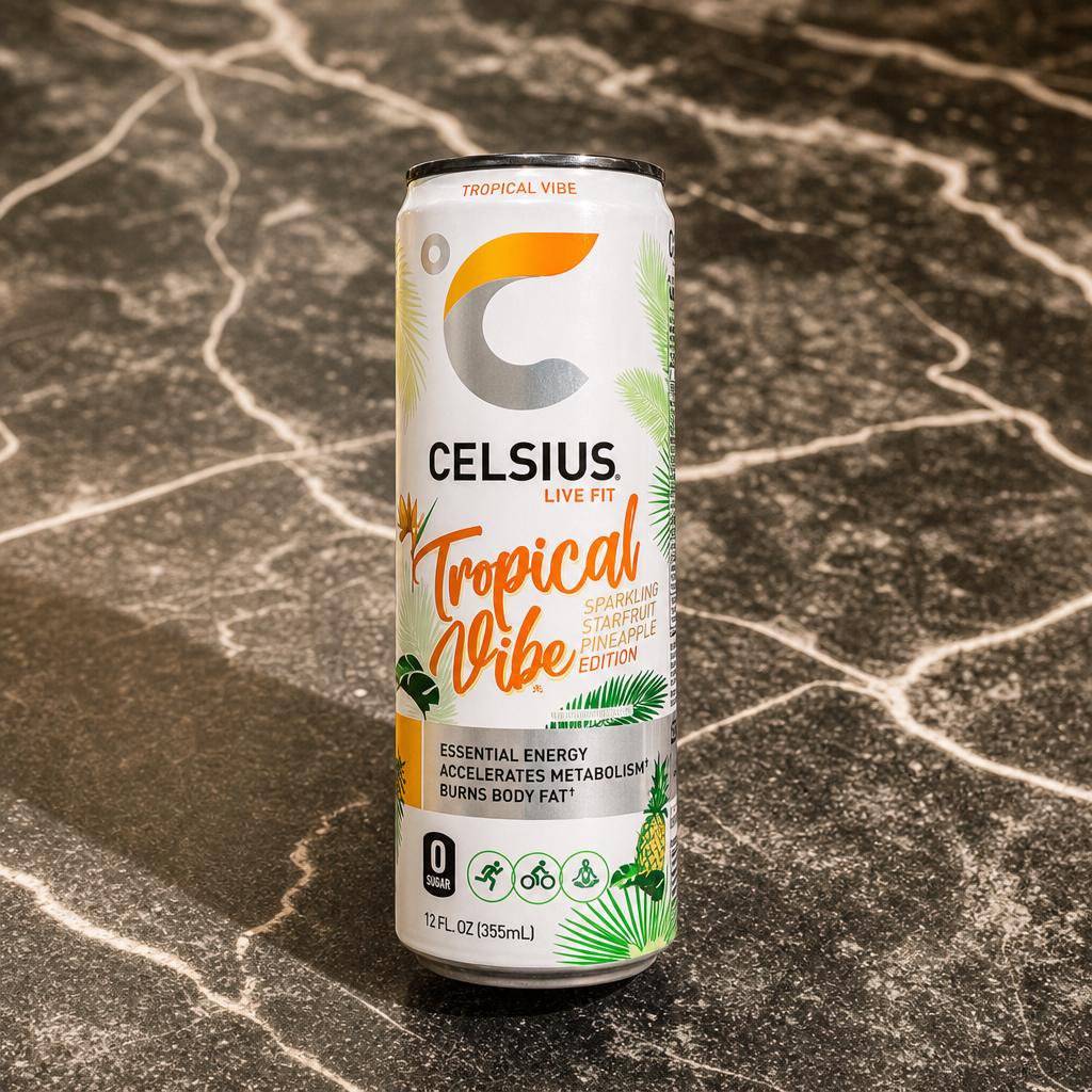 Celsius Tropical Vibe Sparkling Starfruit Pineapple 12 Oz.
