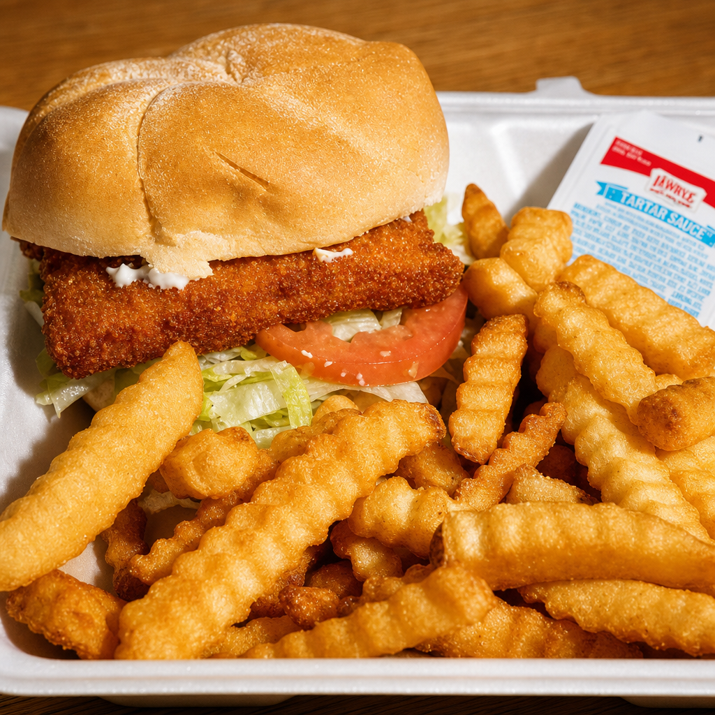 Fish sandwich & Fries.