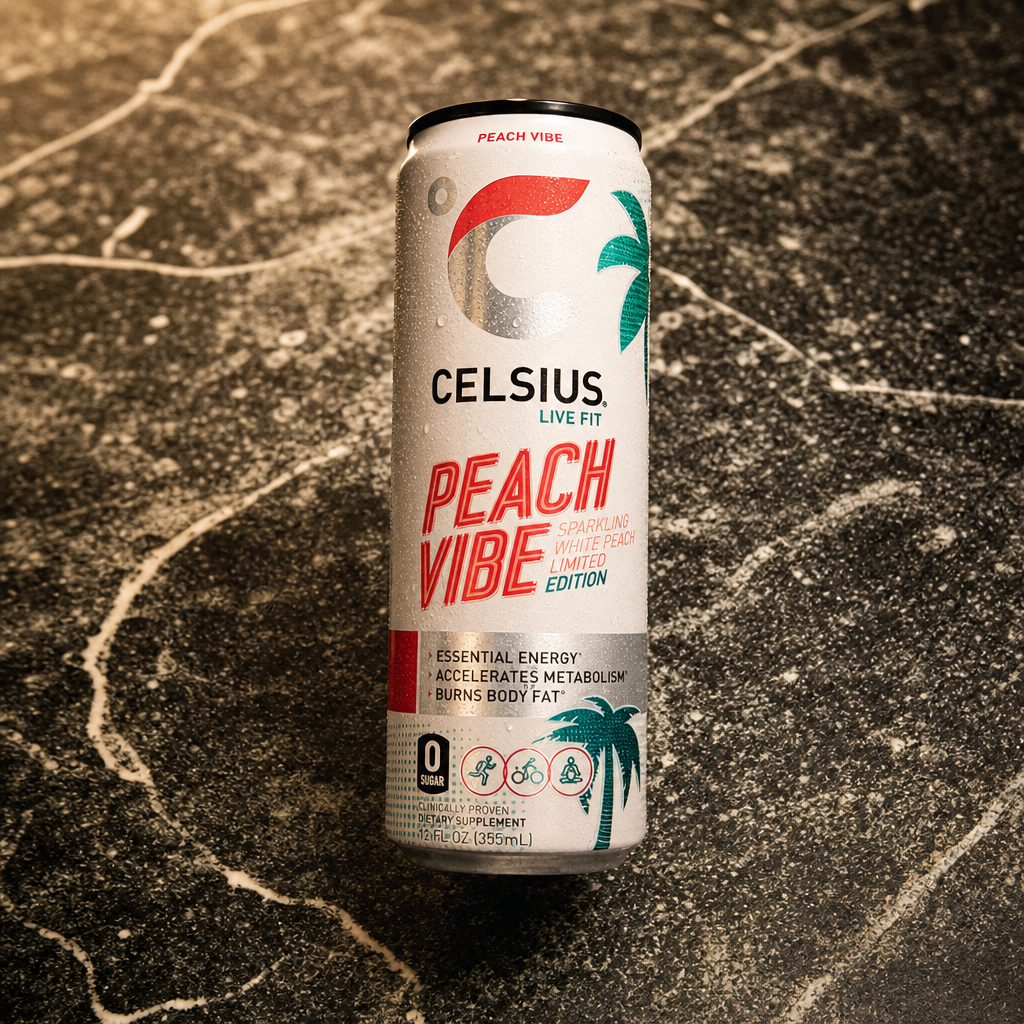 Celsius Peach Vibe Sparkling Whit Peach 12 Oz.