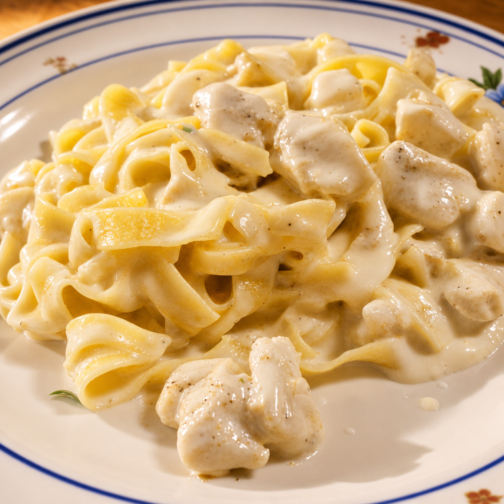 Kids Chicken Fettuccine Alfredo.
