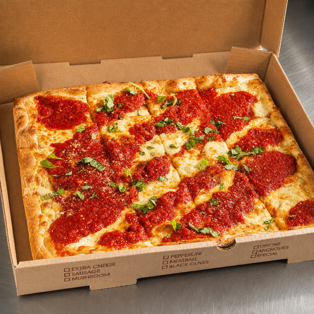 Grandma Pizza Upside Down.