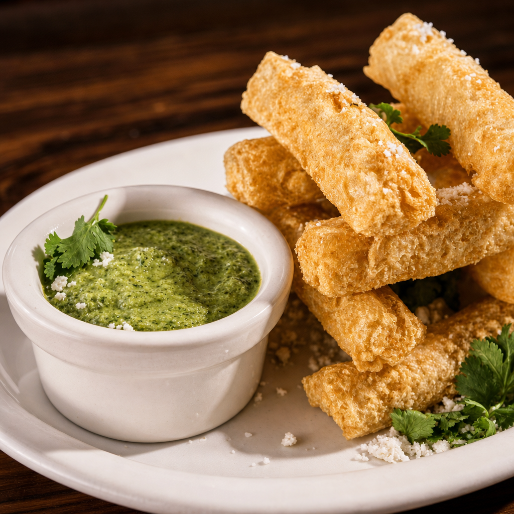 Yucca Frita con Salsa Verde.