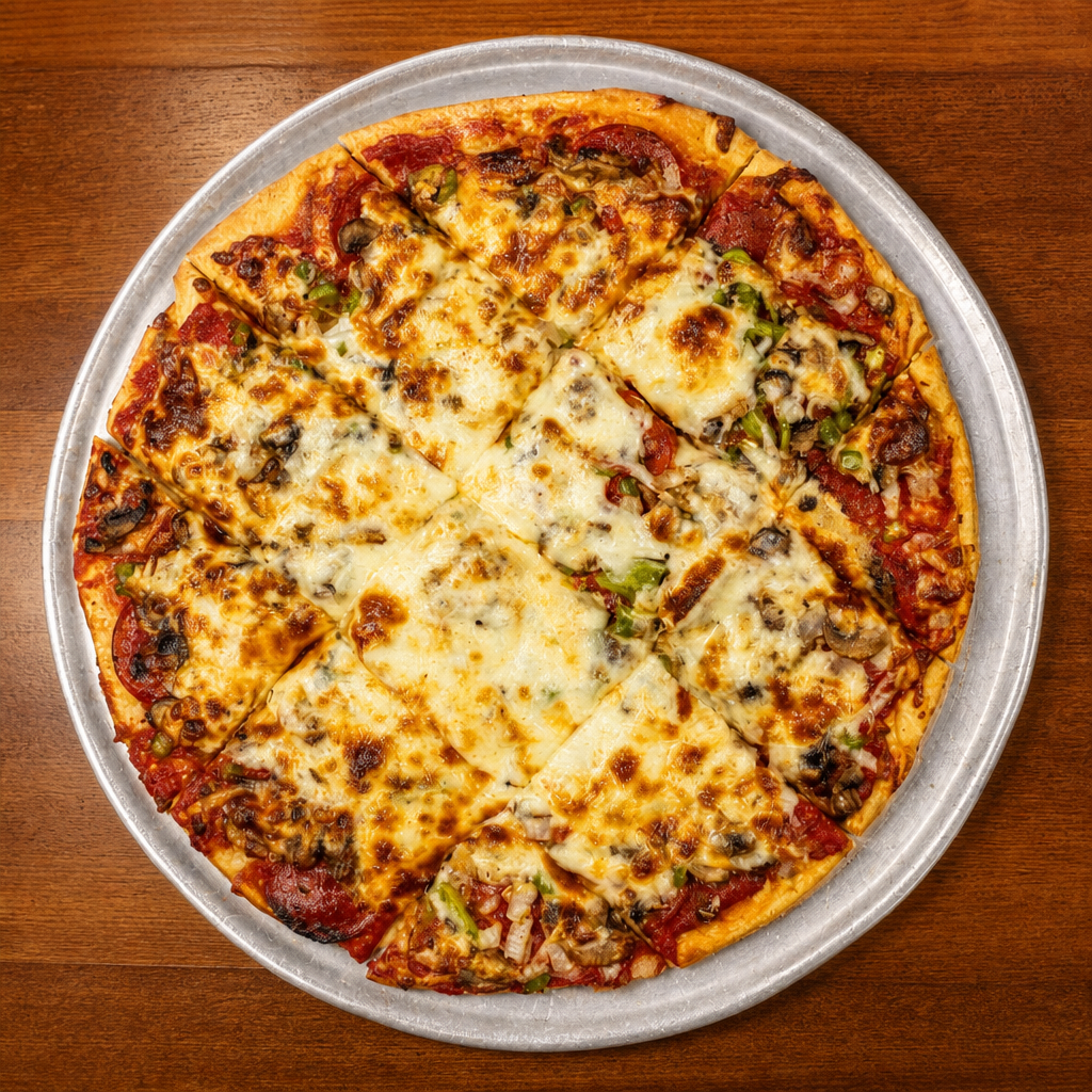 Medium Supreme Thin Crust Pizza.