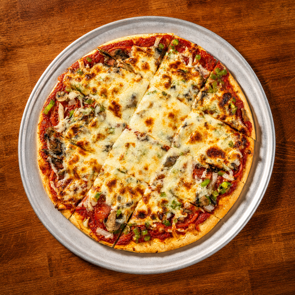 Large Veggie Thin Crust Pizza.
