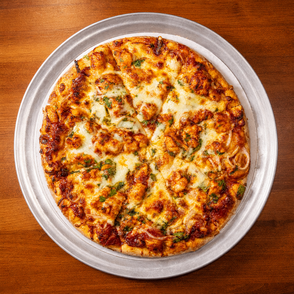 Medium BBQ Chicken Pizza.
