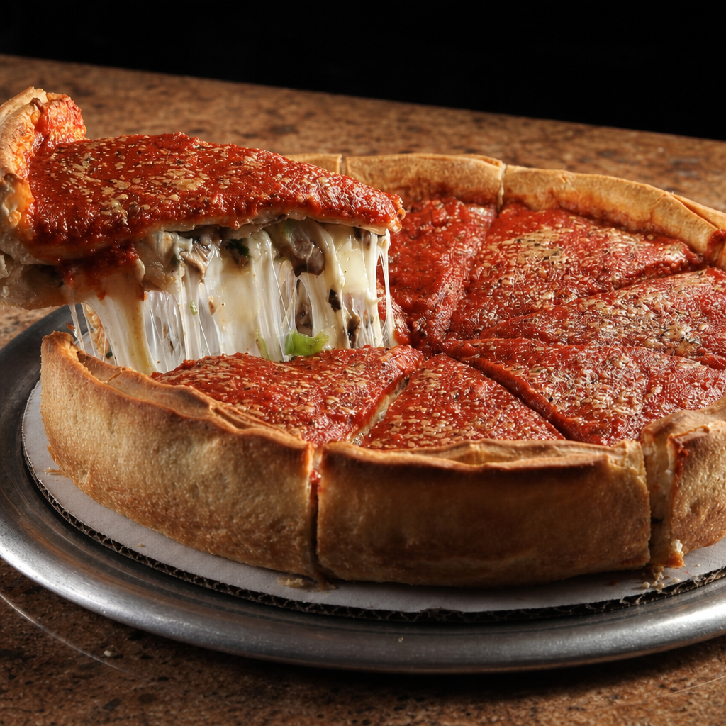 Medium Supreme Stuffed Pizza.