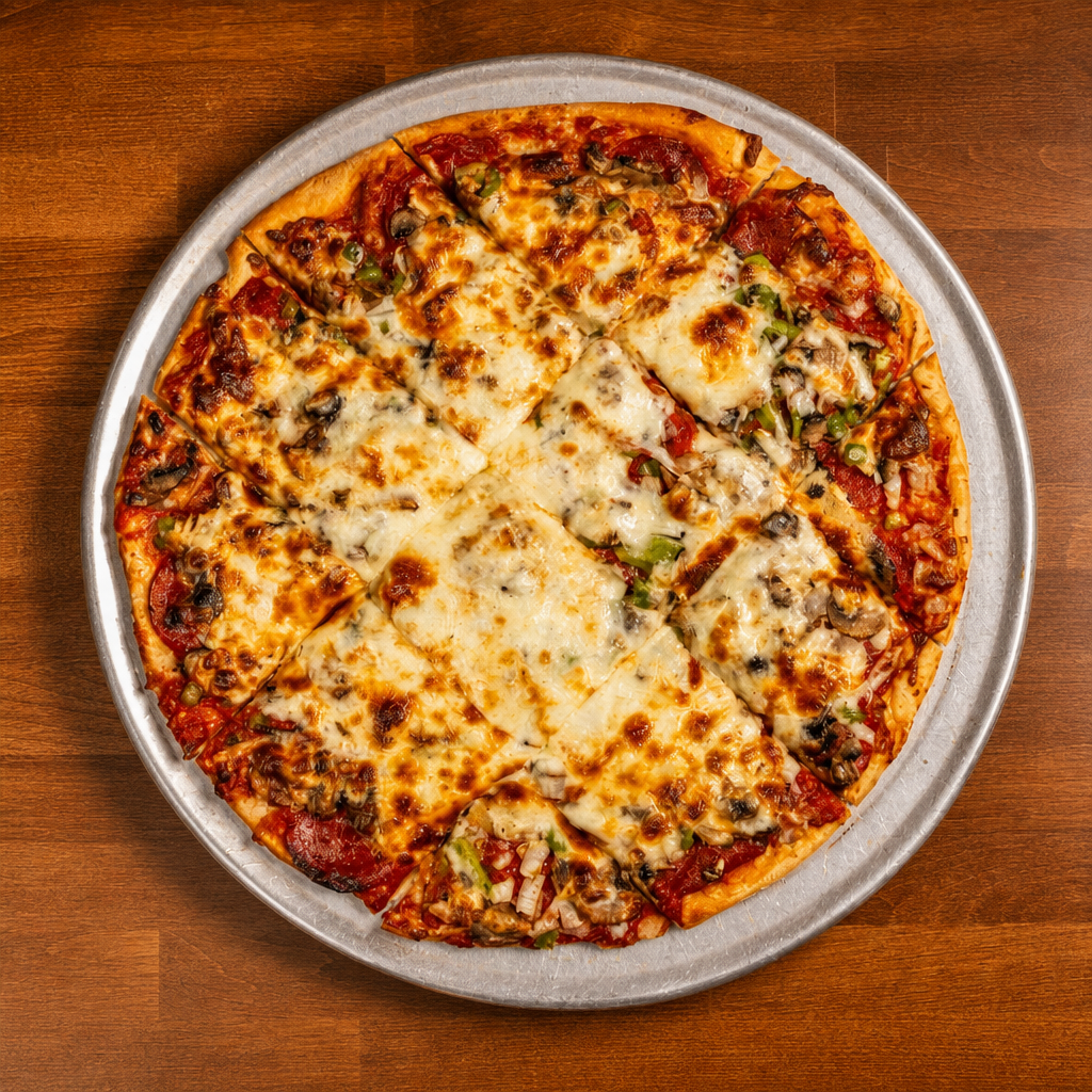 18" Supreme Thin Crust Pizza.