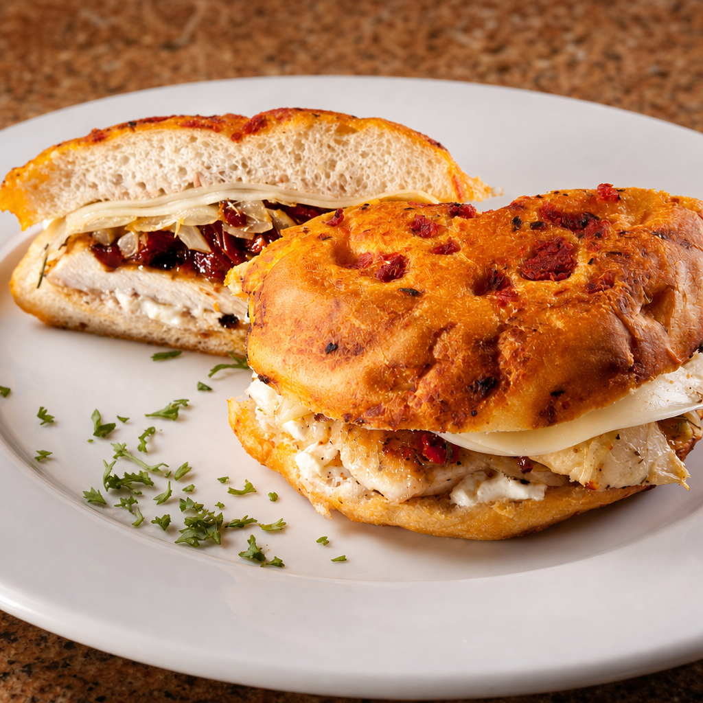Mediterranean Chicken Focaccia.