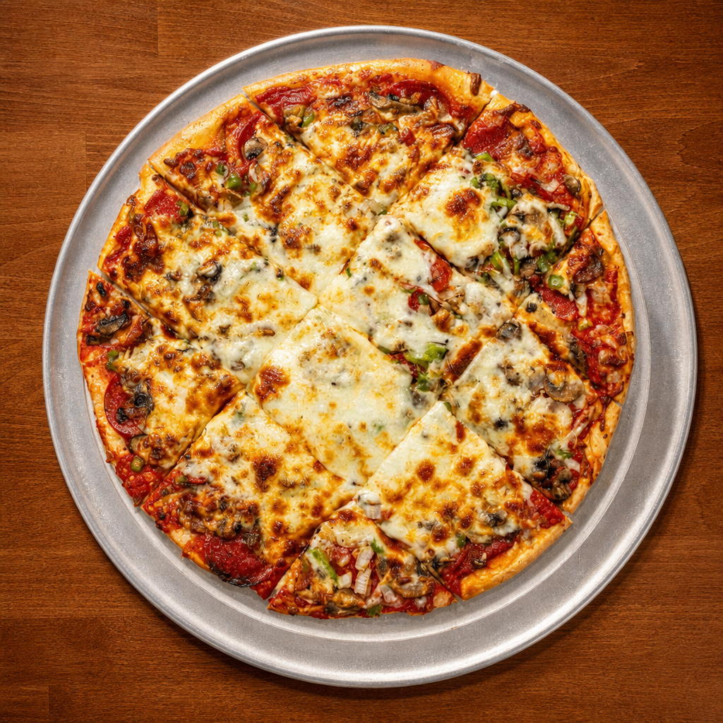 Large Supreme Thin Crust Pizza.