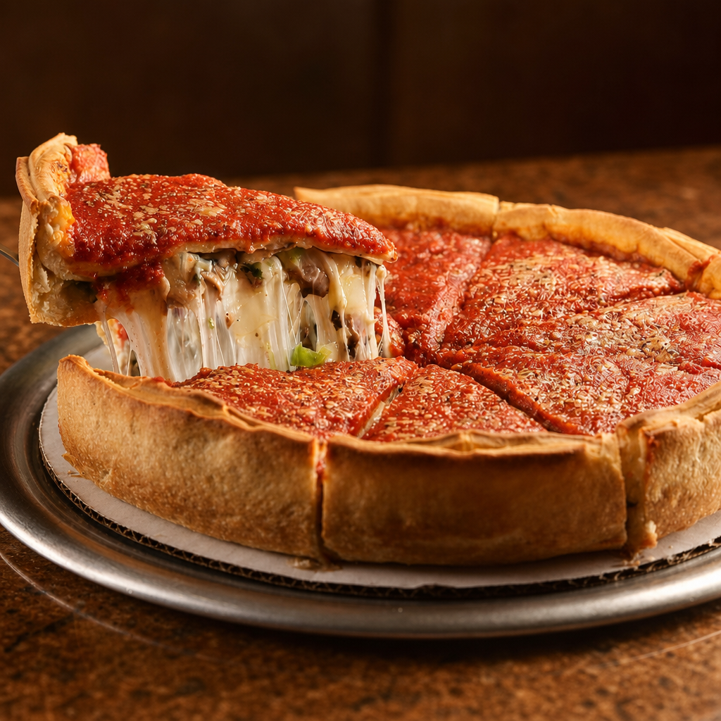 Large Spinach Stuffed Pizza.