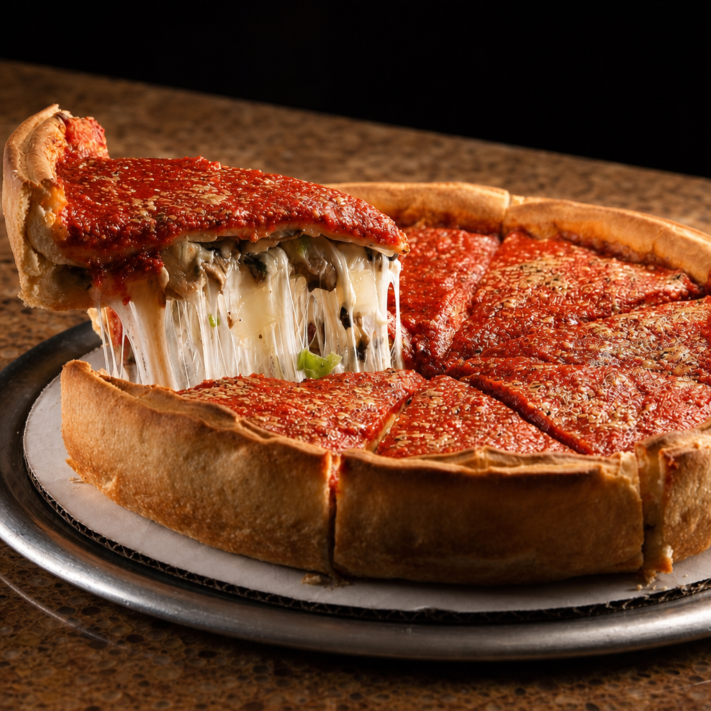 Medium Spinach Stuffed Pizza.