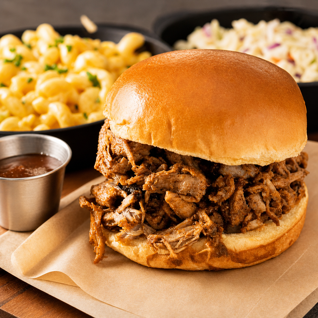 Pulled Pork BBQ Sandwich.