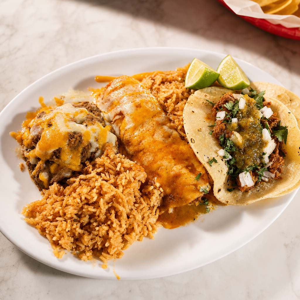 Carnitas Taco, Carnitas Enchilada Combo.