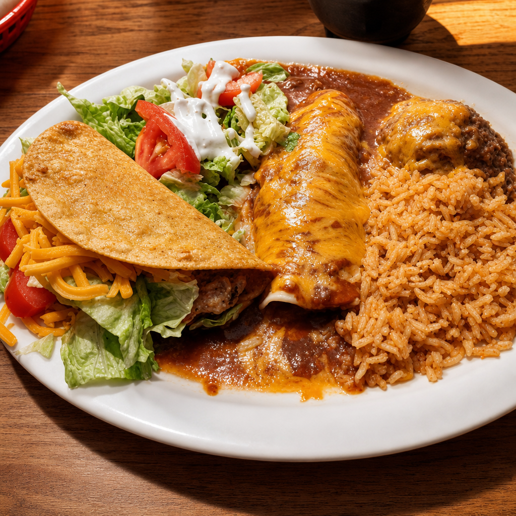 Chicken Taco, Beef Enchilada Combo.