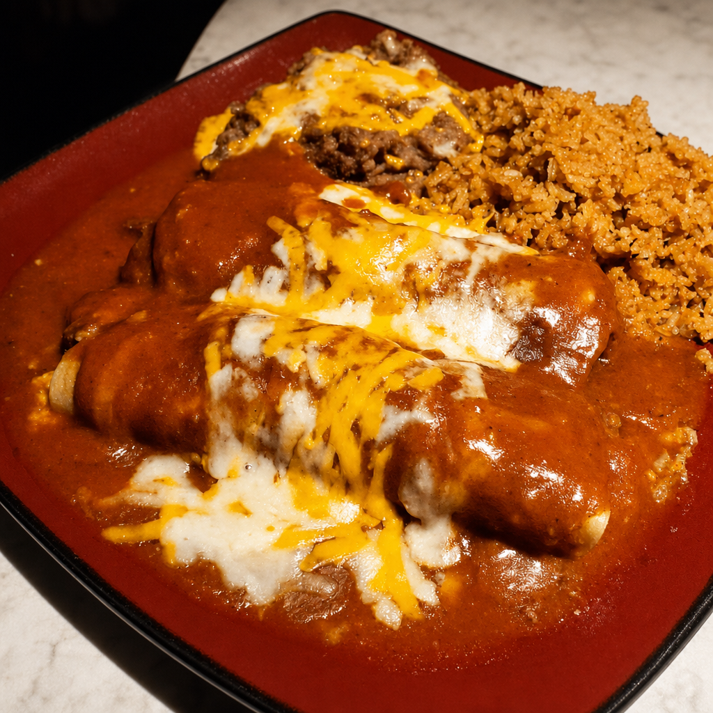Enchiladas Especiales (Our Signature Enchilada Sauce).