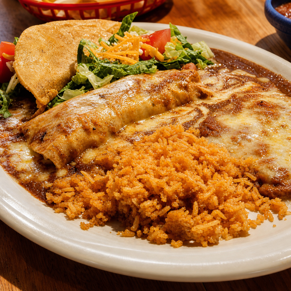 Beef Taco, Cheese Enchilada Combo.