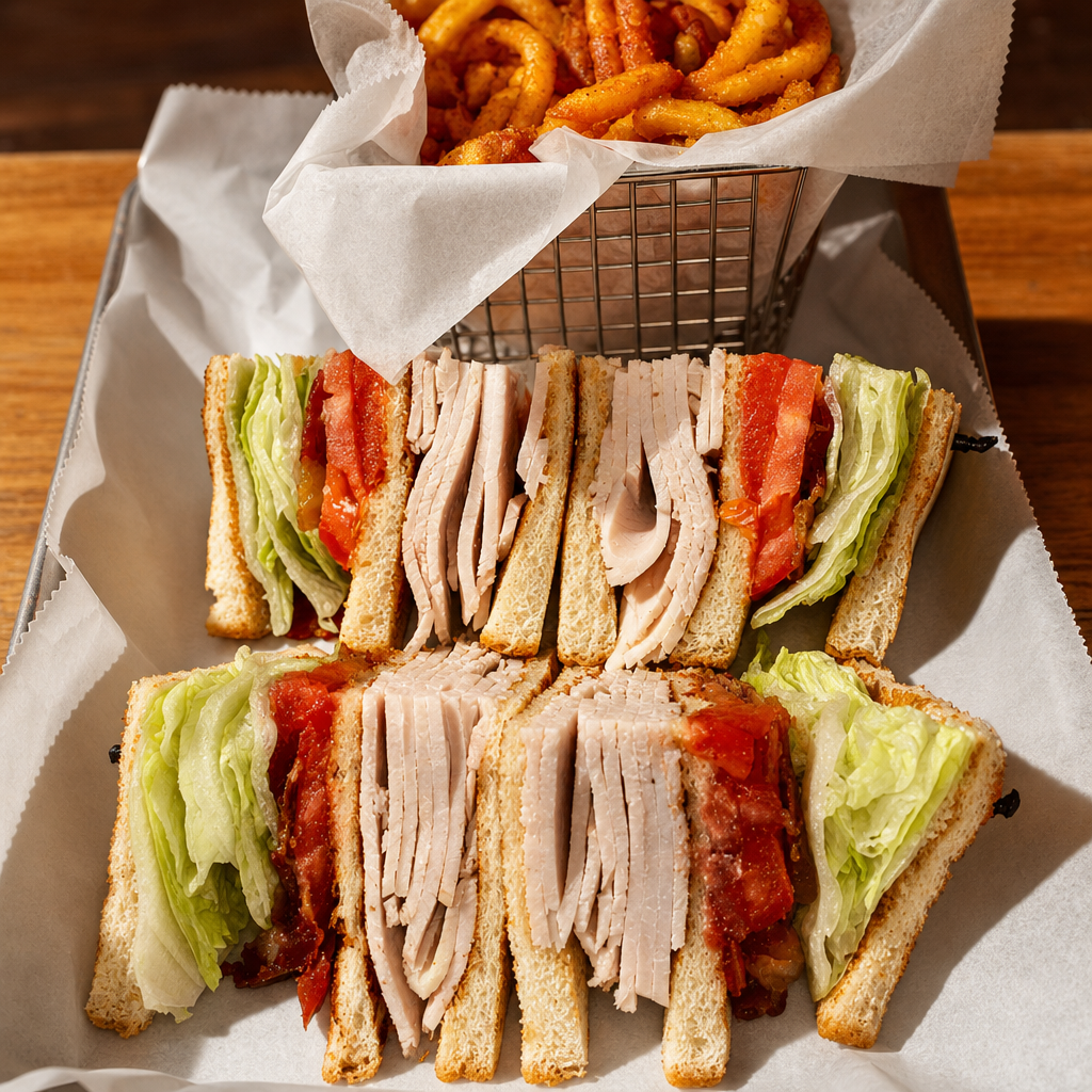 Triple Decker Turkey Bacon Club Sandwich.