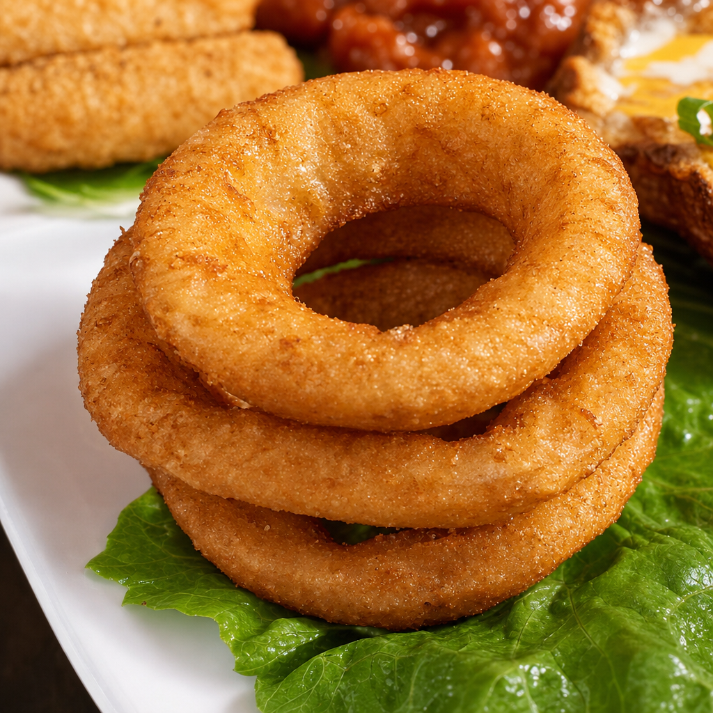 Basket of Crispy Onion Rings.