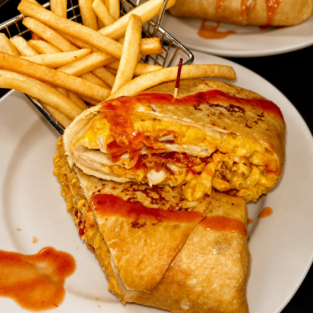 Buffalo Mac N Cheese Jumbo Wrap.