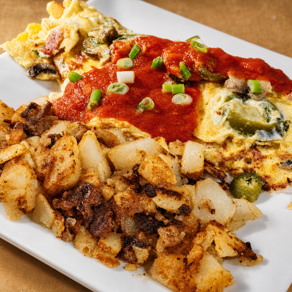 Chicken Fajita Omelet.