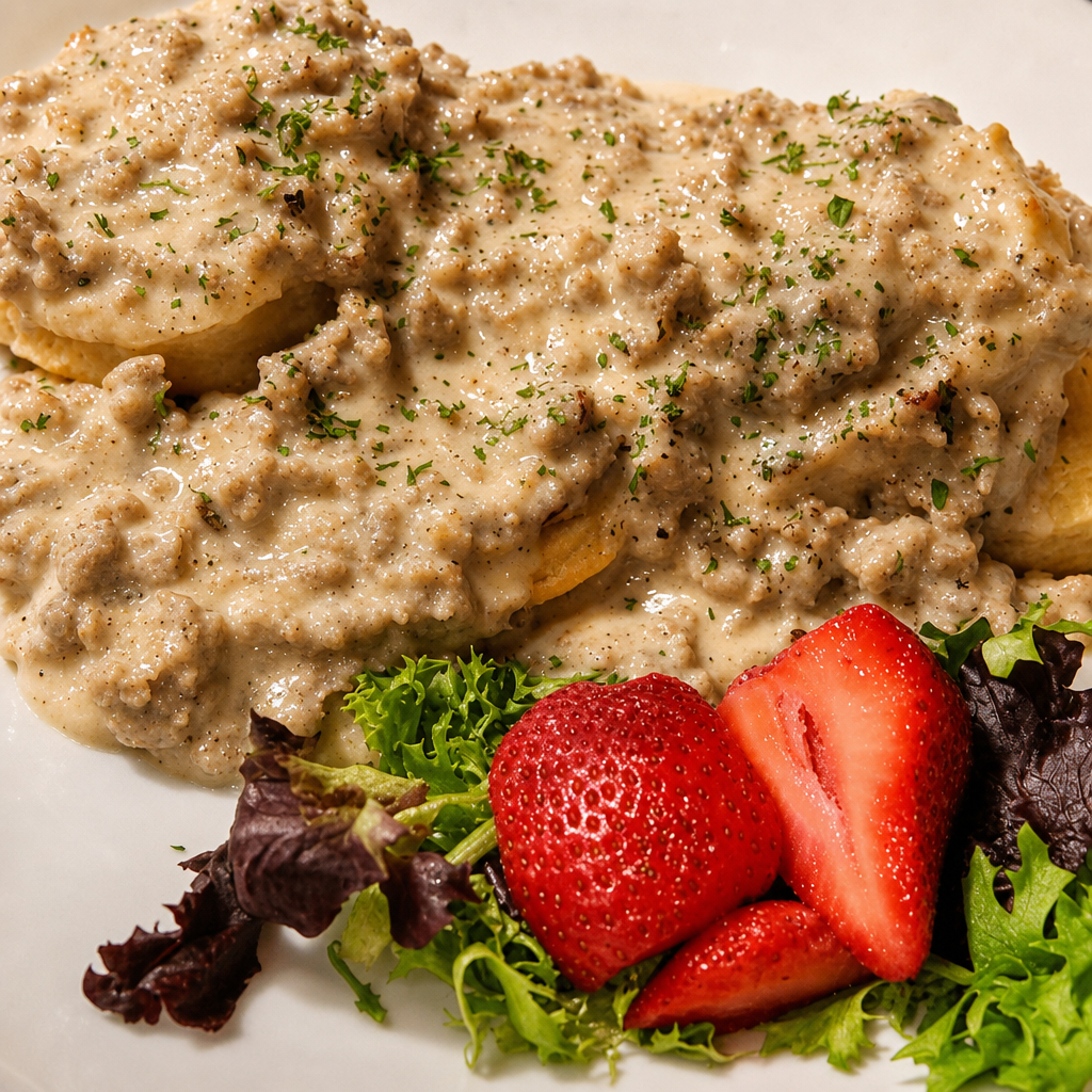 Biscuits & Gravy Platter Without Eggs.