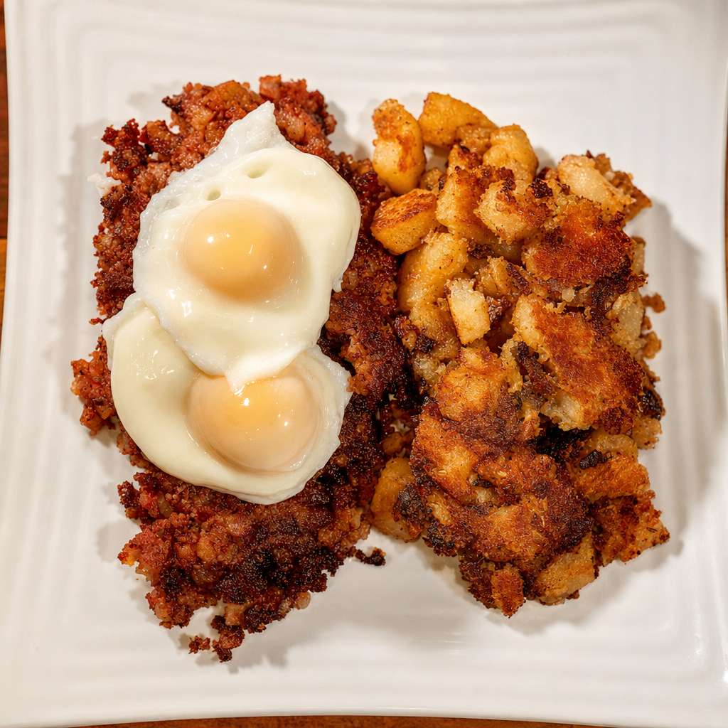 Corned Beef Hash and Eggs.
