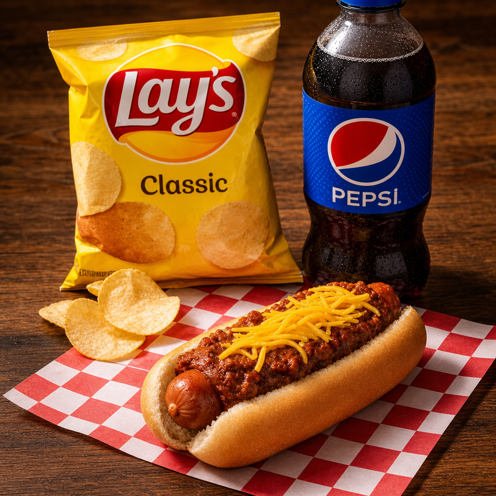 CHILI CHEESE FRANK MEAL.