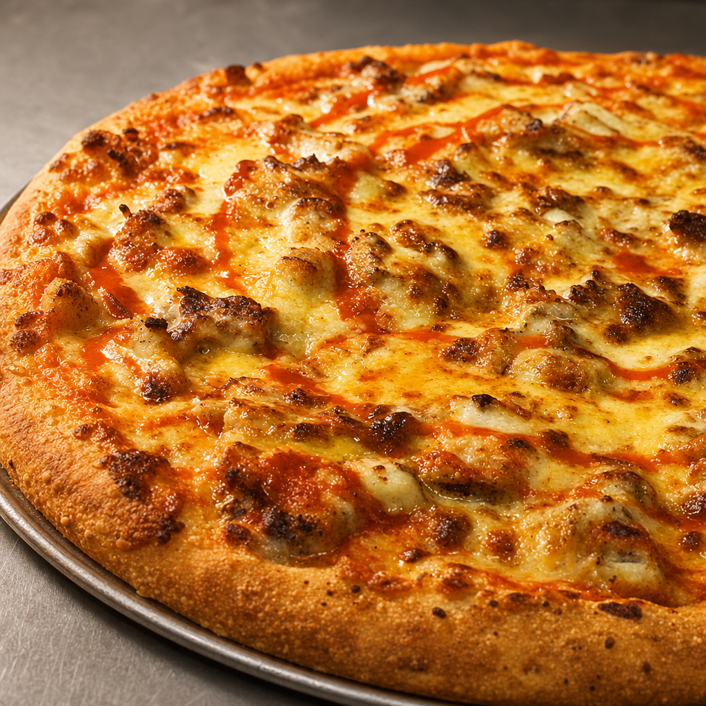 Buffalo Chicken with Blue Cheese Pizza.