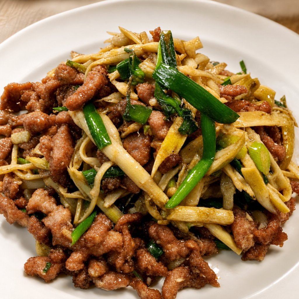 P9. Shredded Pork with Bamboo Shoots.